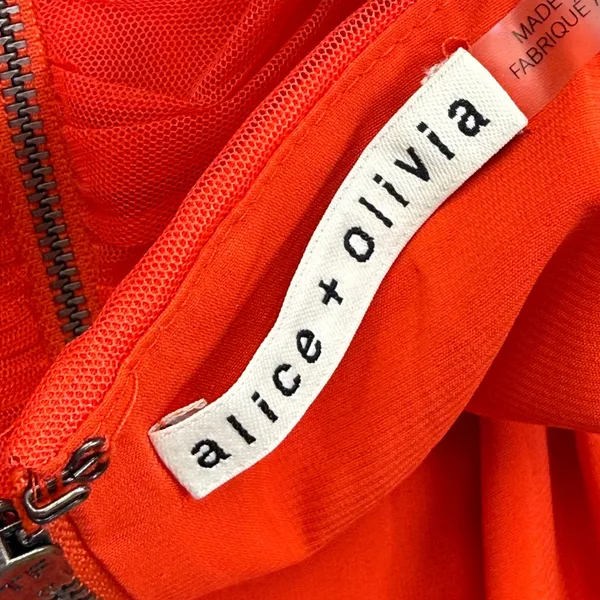 Alice + Olivia Red Ruched Mesh Mini Dress Spaghetti Strap Size‎ 6 Bodycon Zipper - Image 2