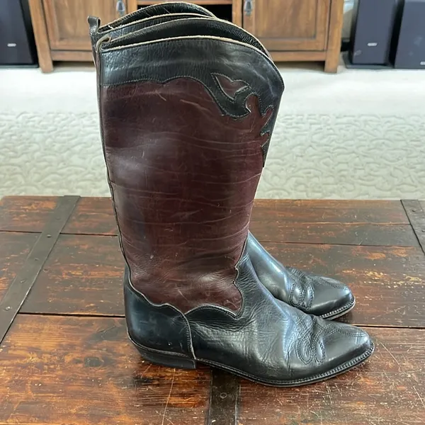 Joan & David Black/Brown Handmade Leather Western Boots Size 36/5.5 - Image 4