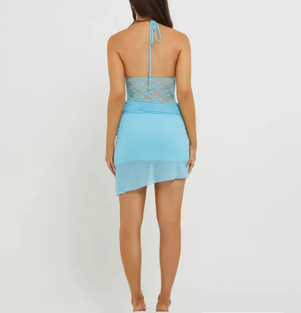 Tiger Mist Ice Blue Mini Dress - Image 3