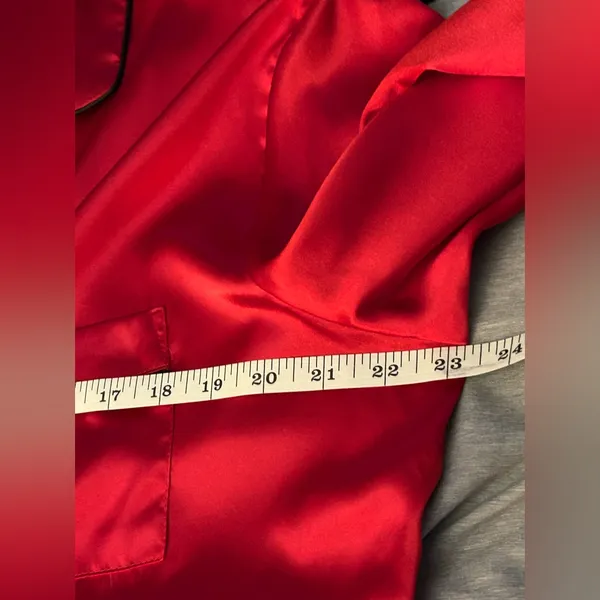 Linea Donatella Womens Satin Notch-Collar Pajama Set Size Large Color red - Image 7