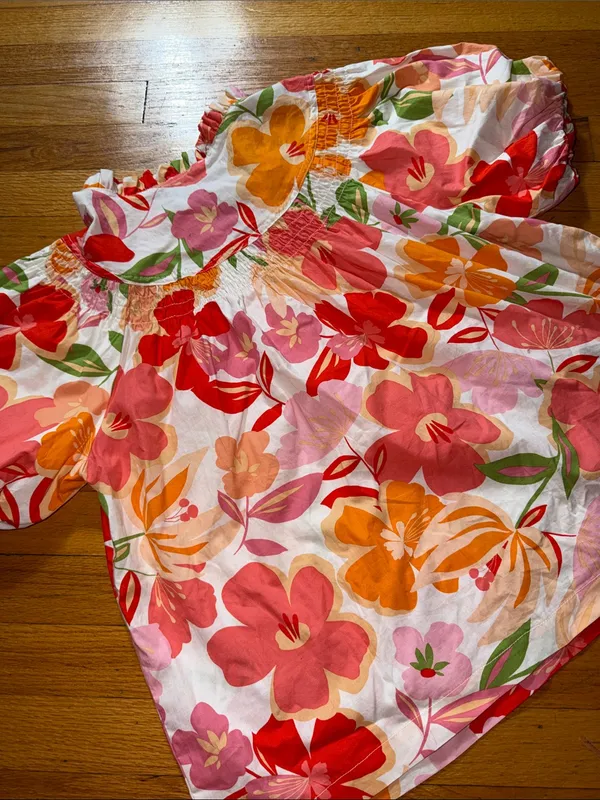 Fate Floral Puff-Sleeve Blouse - Pink, Orange, Green - Image 10