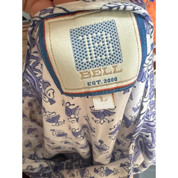 HUNTER BELL Blue White Floral Print Peplum Blouse Size Large - Image 6