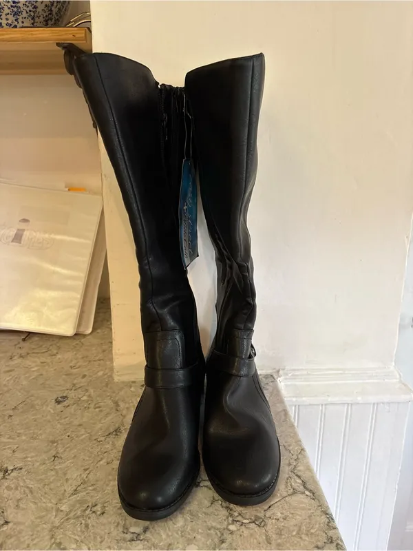 Easy Street Jewel Plus Women's 7.5 Wide Calf Riding Boots - Black Knee-High NWT - Image 4