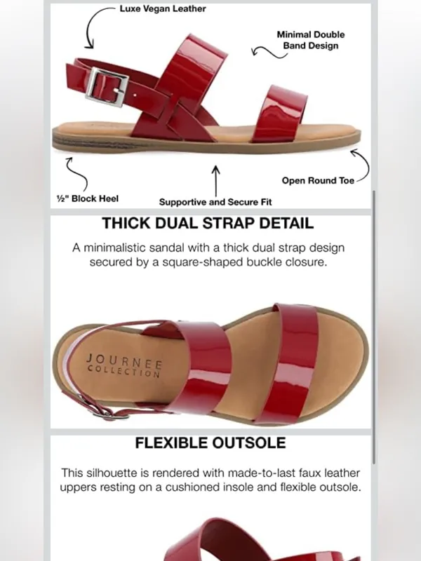 JOURNEE LAVINE MULTI STRAP SANDALS IN STATEMENT SIZE 5.5 Red - Image 4