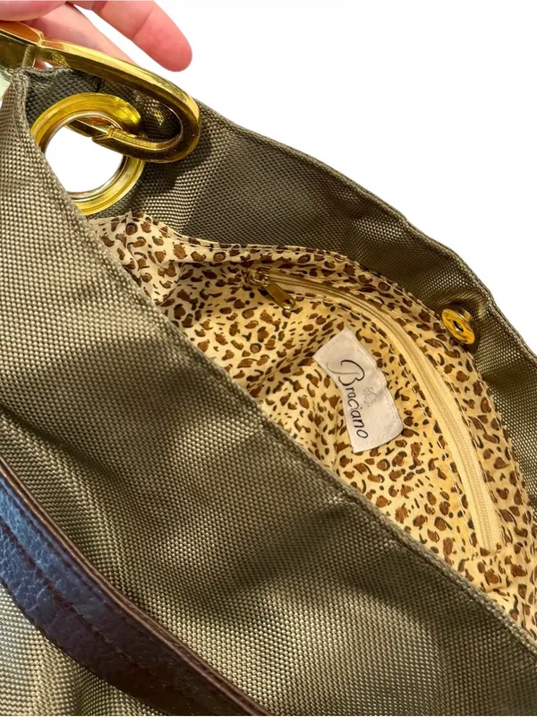 Braciano Olive and Dark Brown Shoulder Bag with Gold Hardware - Image 3