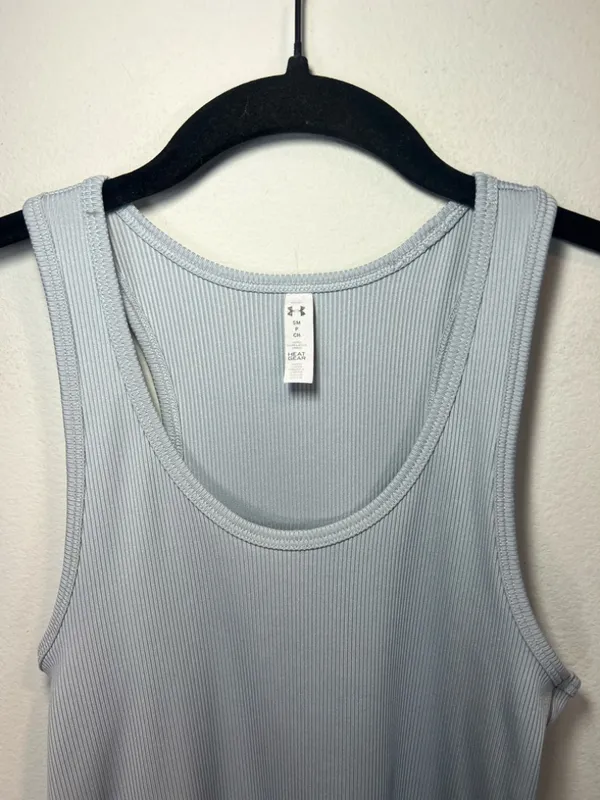Under Armour Victory Tank Top Light Gray HeatGear Racerback Workout Gym Sz Small - Image 2