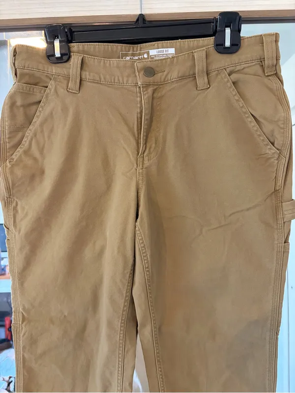 Carhartt Women’s Loose Fit Canvas Carpenter Pants Khaki size 8 Short Cotton - Image 2