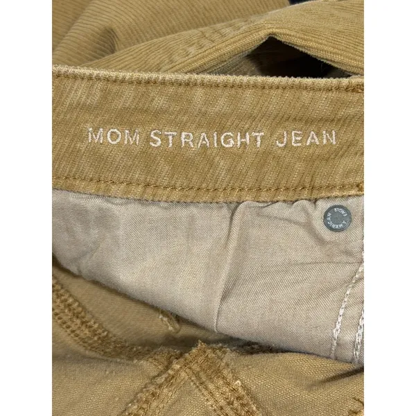 American Eagle Mom Straight‎ Corduroy Pants Tan Super High Rise 14 Long NEW - Image 7