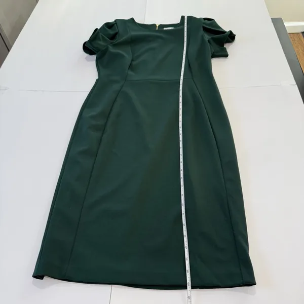 Calvin Klein Dark Green‎ Tulip Sleeve Stretch Crepe Sheath Dress Size 12 - Image 10