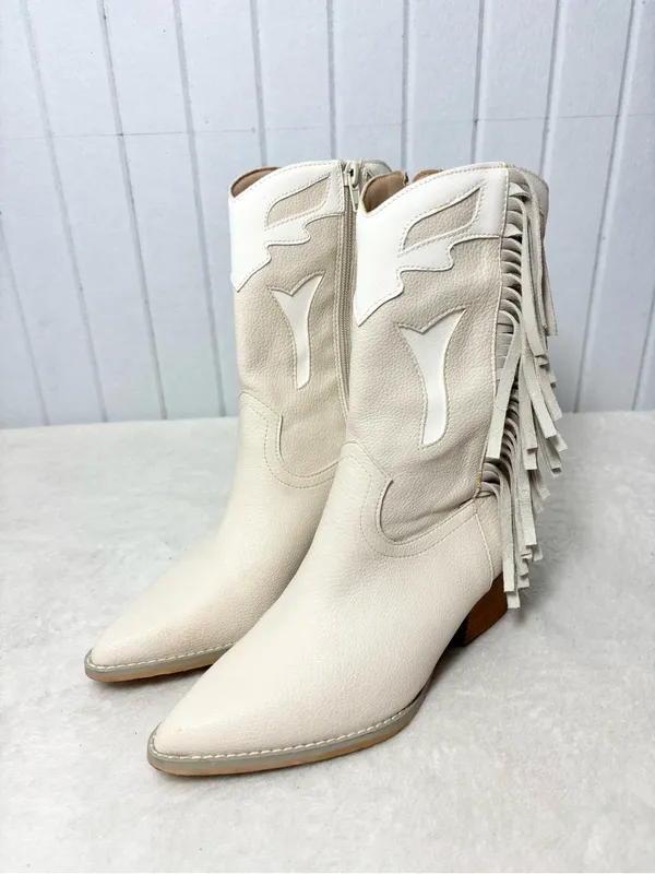Altar'd State Cream Fringe Western‎ Ankle Boots Size 7 - Image 4