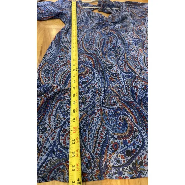 Kojooin Puff Sleeve Tie Back Ruffled Dress Navy Paisley Women’s XL NWT - Image 10