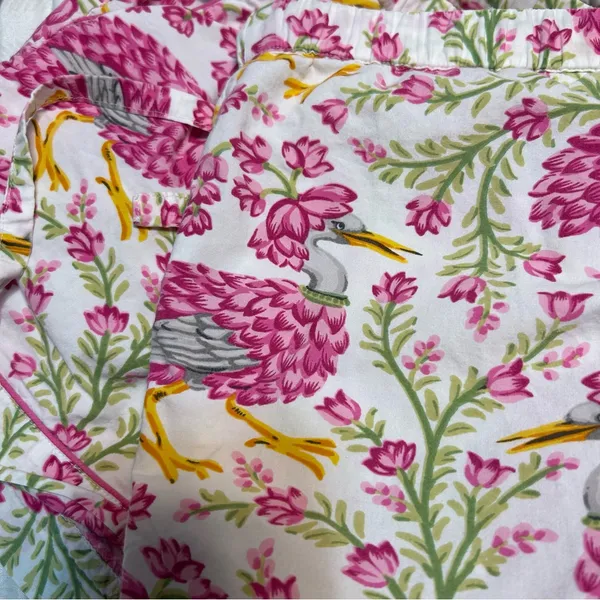 Printfresh Queen Lotus in Pink Cloud Pajama Shorts Size XS Bird Floral - Image 3