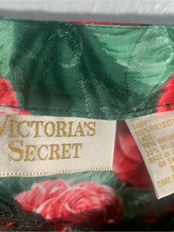Victoria's Secret Red Rose Satin Lace Cami Gold Label Ladies Size Med Vintage - Image 3