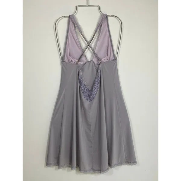 Lingerie Victoria’s Secret Gray Lavender Lace Babydoll Chemise Nightgown S - Image 2