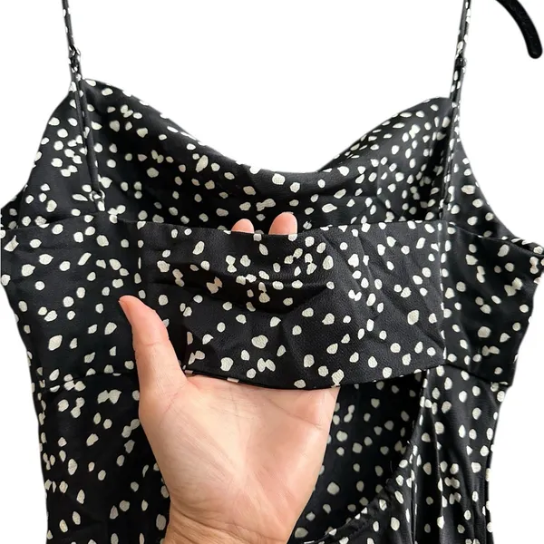 Womens Mini Slip Dress Open Back Black Polka Dot Coquette Size Small - Image 7