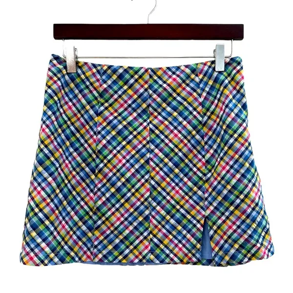 URBAN OUTFITTERS LANDON SEAMED BLUE CHECKERED PLAID COTTON Preppy Skirt M - Image 5