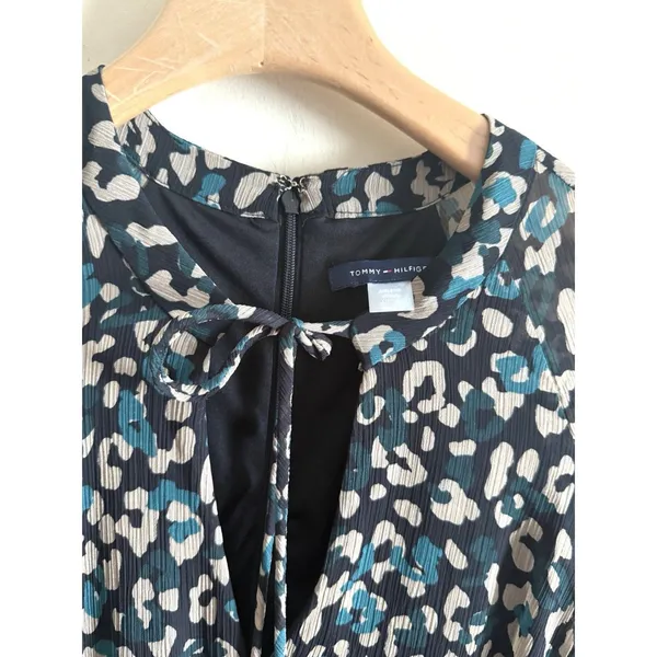 Tommy Hilfiger Women's Sz 4 Chiffon Fit Flare Long Balloon‎ Sleeve Blouson Dress - Image 2