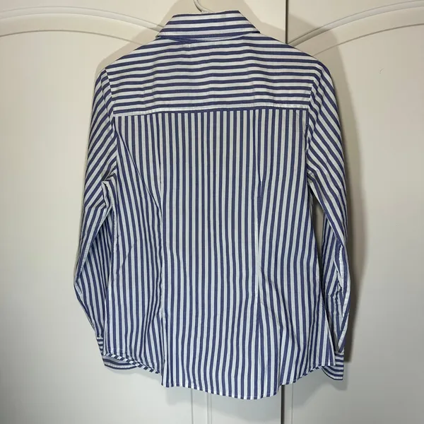 Boden Button Down Shirt Womens 6R Blue White Striped Cotton Long Sleeve Blouse‎ - Image 4