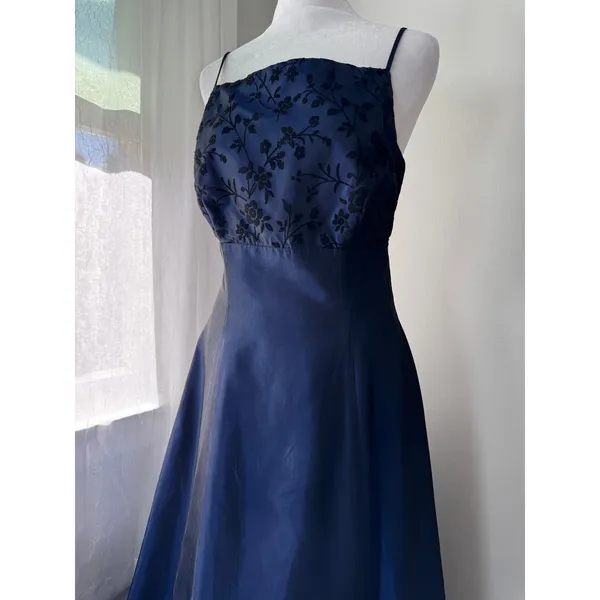 Vintage Y2K Windsor Dark Blue Corset Back Floor Length Prom Dress - Image 3