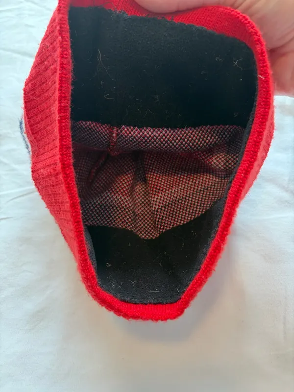 Swix Red Pom Beanie with Navy & White Flag Detail - Image 4