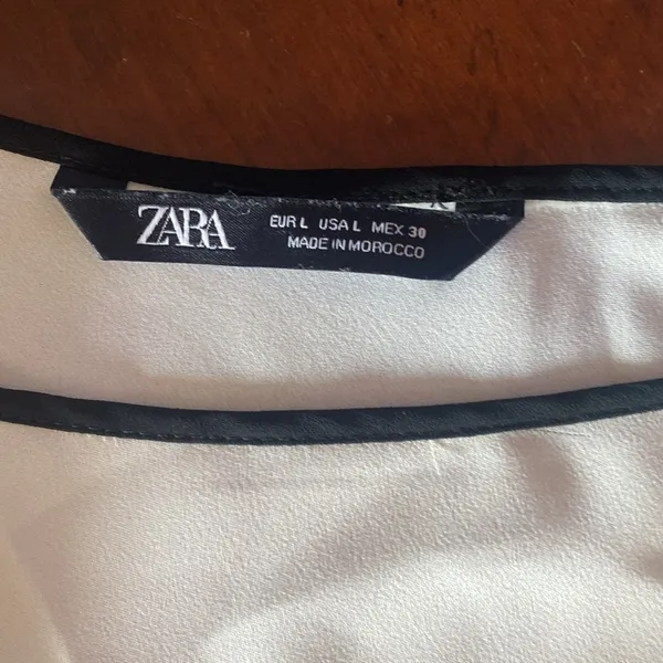 Zara White Blouse with Black Trim - Image 3