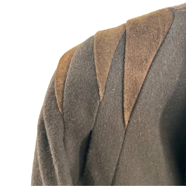 Jofeld wool trench suede double breasted 80s vintage coat 14 structured brown - Image 3