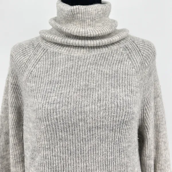 Quince Merino Wool‎ Alpaca Sweater Women's S Quiet Luxury Funnel Neck Gray Small - Image 7
