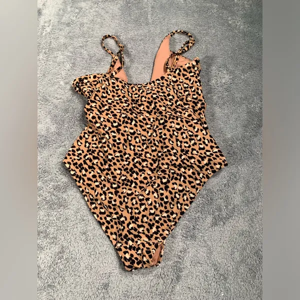 Aerie wrap Leopard Print One Piece Swimsuit full coverage XL Long - Image 6