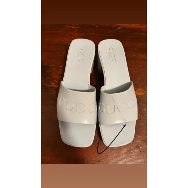 Gucci Jelly Mules Rubber Slides Chunky Blue Y2K Size 38 Resort Beach Luxury - Image 7