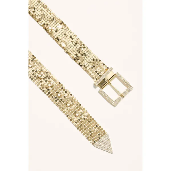 B-Low The Belt Bianca Belt Gold Embellished Crystal Chainmail Mesh Statement - Image 2