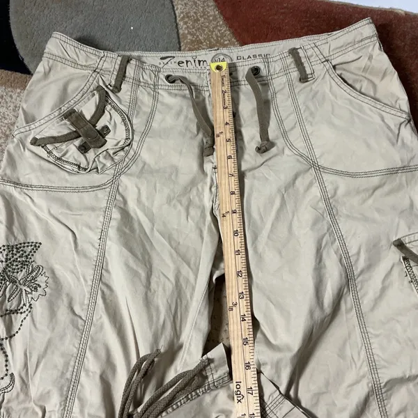 Zenim Y2K Embroidered Cargo Pants Women 14 Tan Studded Utility Gorpcore 08TAN - Image 3