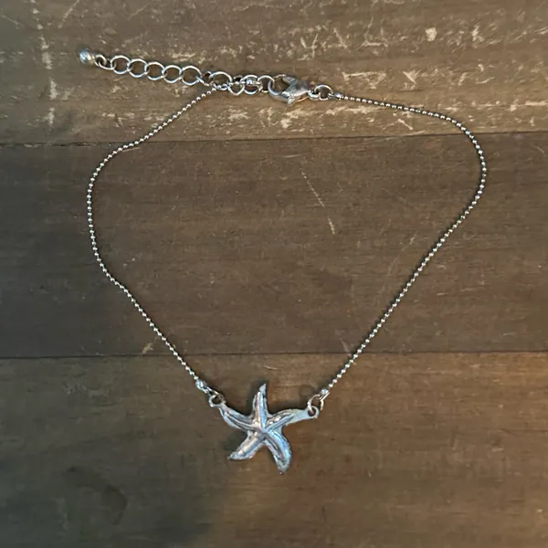 Silver tone starfish anklet - Image 3