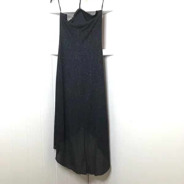 I.N. San Francisco Black M Strapless Shimmery Tulip Asymmetrical Dress Fit & Flare Night Out Shiny - Image 2