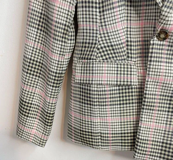 Princess Polly Classic Victoria Blazer Jacket plaid Black Pink Tan oversized 2 - Image 6