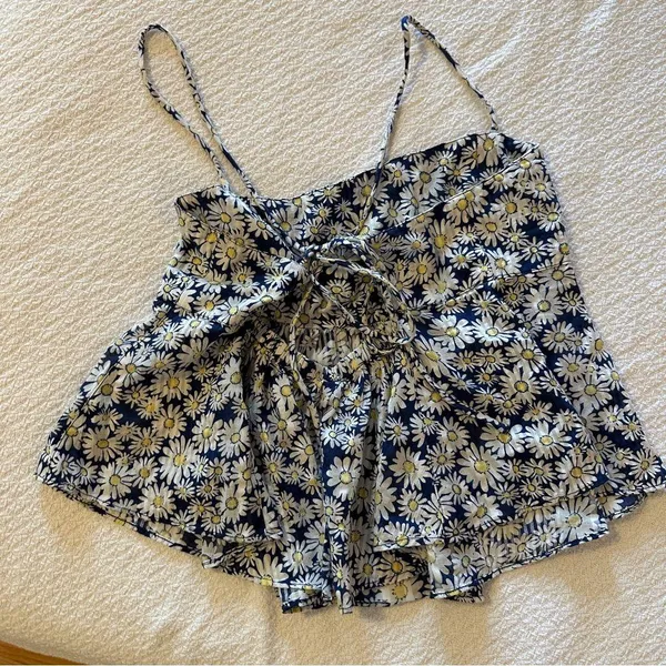 Free People Mia Ditsy Daisy Tank Top NWT Blue Medium - Image 4