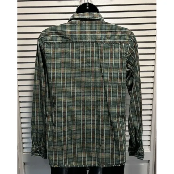Woolrich Vintage Flannel Shirt‎ Green/Orange Plaid Button Up Size See Measure - Image 4