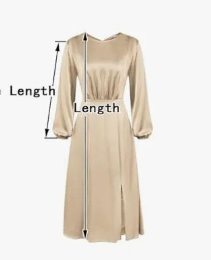 Grace Karin Women's Long Sleeve Satin Wedding Guest Dress with Slit Elegant Boat Neck High - Image 6