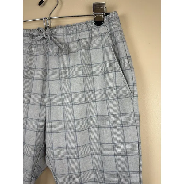 Zara Pants Womens Size S Plaid Tapered Elastic Waist Pull On Trousers Checkered - Image 3
