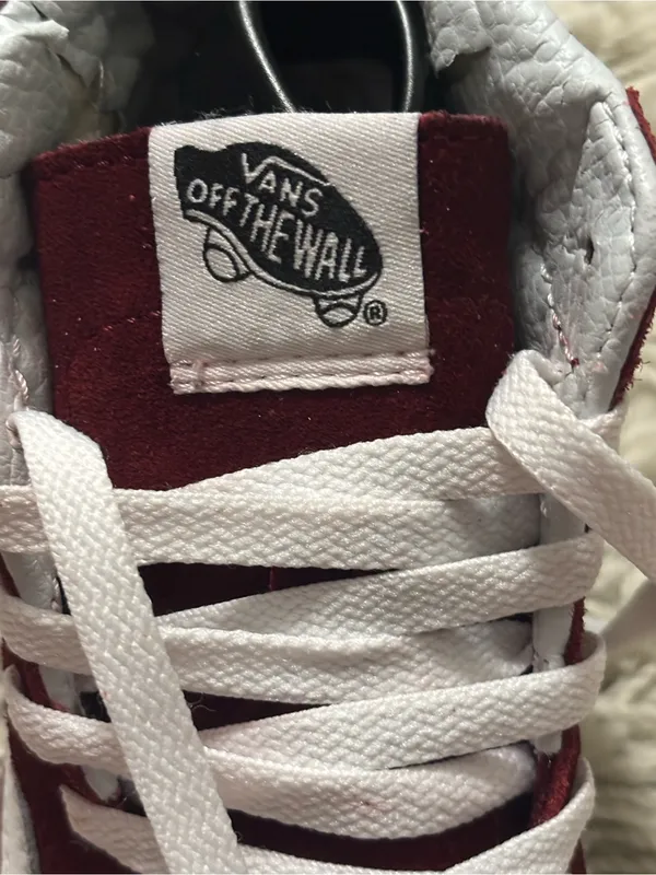 Vans High Top Sneakers Women’s Size 6, Men’s Size 4.5 Burgundy with White - Image 11
