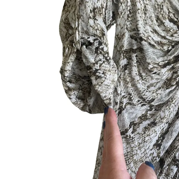 Zara Women‎ Wrap Dress S Reptile Print Surplice Neck High Slits Boho Chic Beachy - Image 6