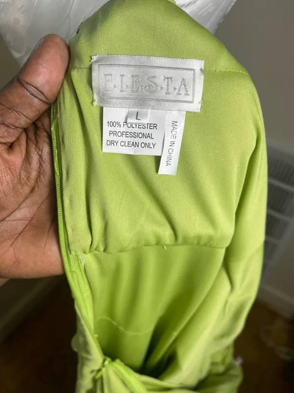 Vintage Lime Green Tiered Chiffon Gown autumn wedding quest banquet dress size - Image 5