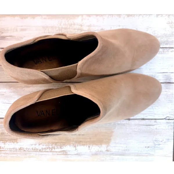 Vaneli Suede Ankle Booties Taupe Block Heel Elastic Side Women's‎ Size 7M - Image 11