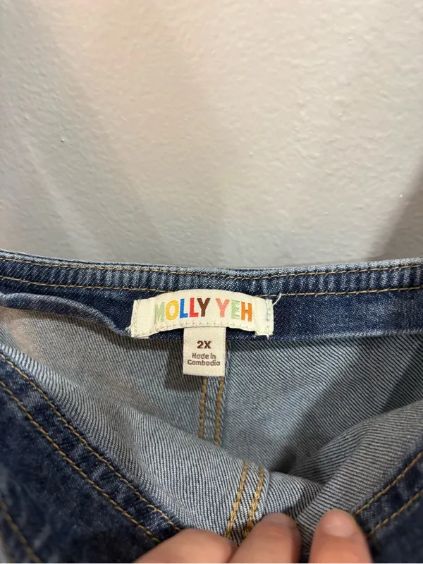 Molly Yeh Women's Easy Denim Overalls Plus Size 2X Wide leg adjustable straps - Image 13