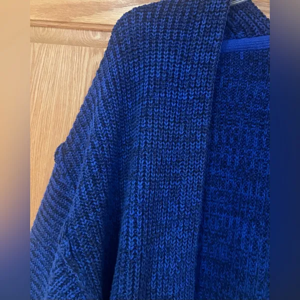 Free People High Hopes Chunky Knit Open‎ Front Cardigan in Blue Combo Size Large - Image 10