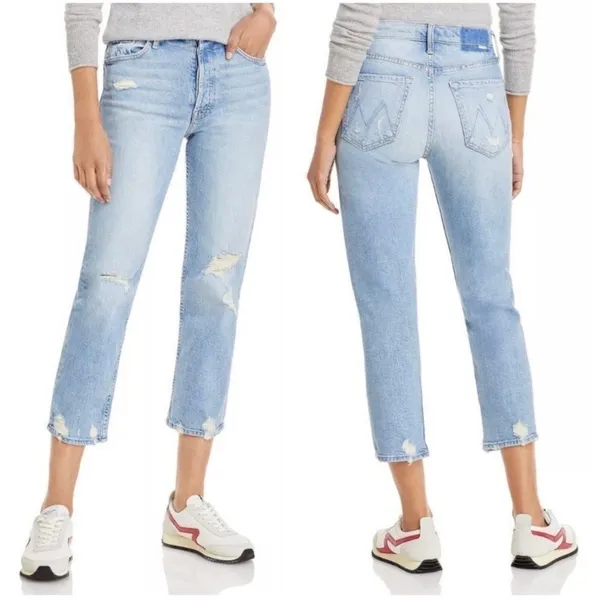 Mother Superior Tomcat Distressed High Rise Jeans The‎ Confession Light Blue 28 - Image 4