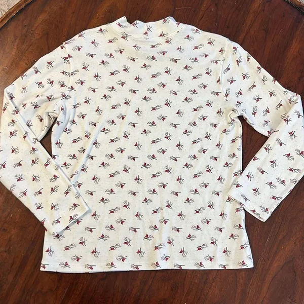 Northcrest mock turtleneck womens medium cream cardinals long sleeved - Image 6