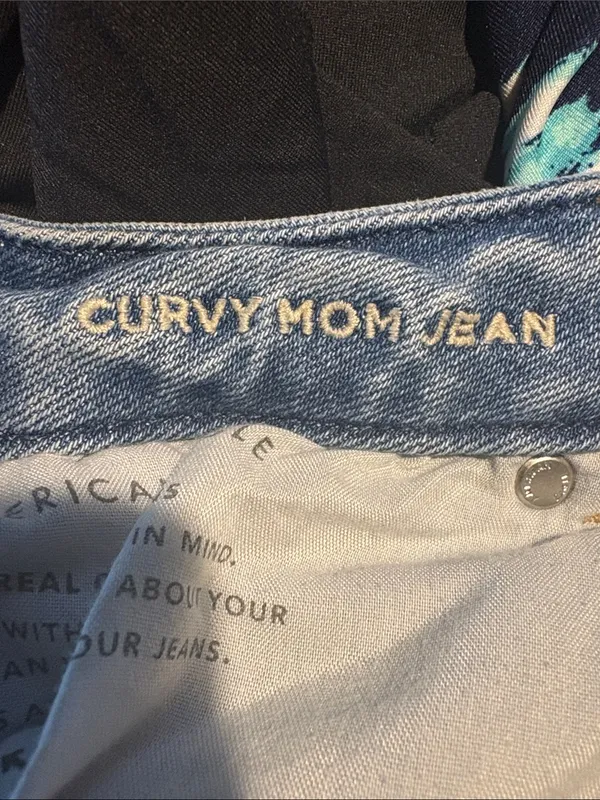 American Eagle Outfitters Light Blue Distressed Curvy Mom Jeans 14L - Image 4