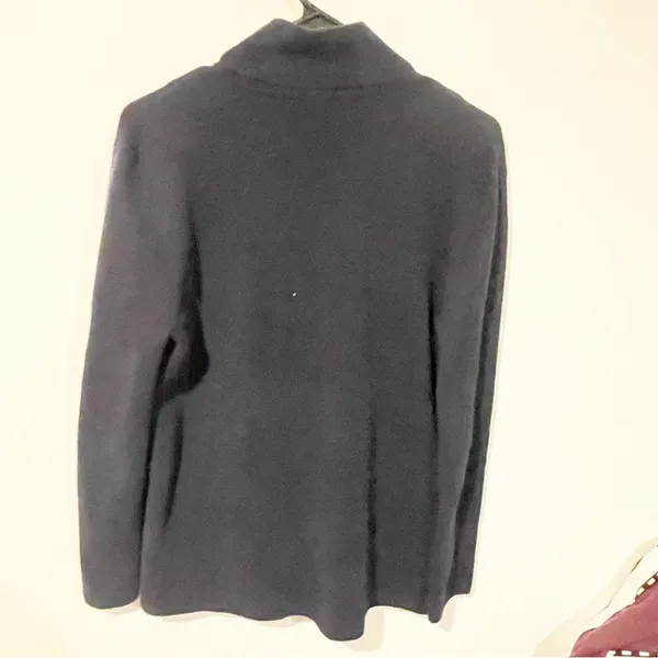 J Crew‎ Medium Navy Blue Sweater Blazer Jacket G9309 Two-Button Knit Jacket - Image 5