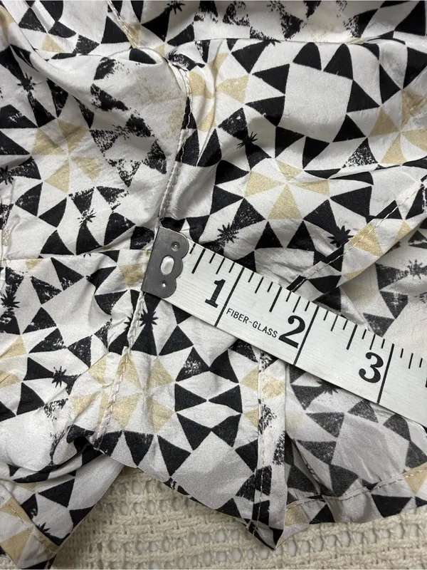 Free People Black & Cream Geometric Pattern Printed Smocked Waist Shorts - Image 6