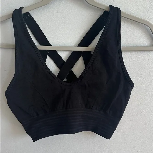 Whistles Womens Sports Bra Black Criss Cross Straps Ribbed Band Size S/M - Image 2